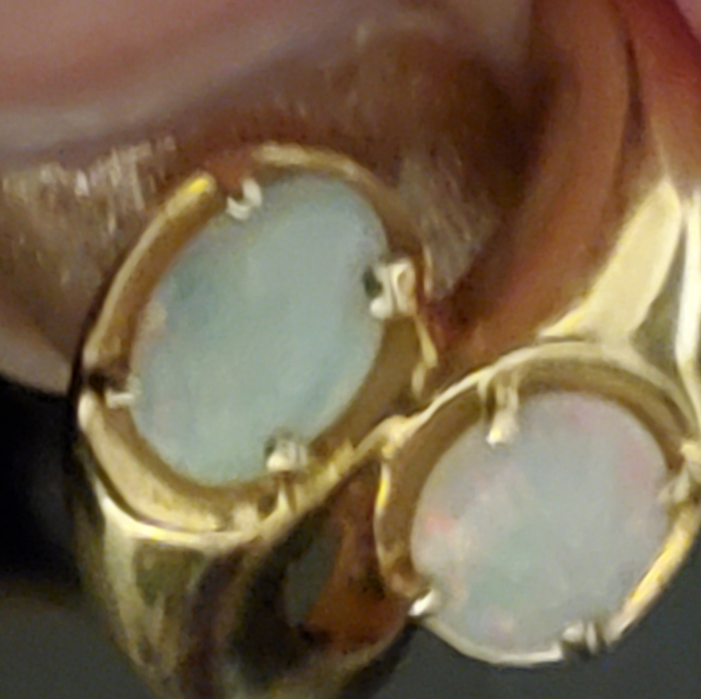 14k double opal oval prong set ring
